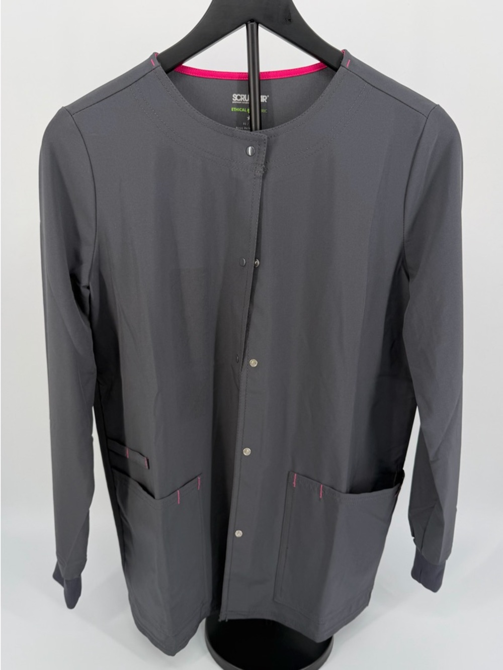 Scrubstar Nurse Scrubs Warm Up Jacket Long Sleeve Graphite Pewter, Size XS